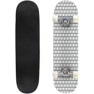 BNUENMEE Classic Concave Skateboard for Boys Girls Beginners, Black and White Distort Checkered Abstract Background Standard Skateboards 31x 8 Extreme Sports Outdoor Skateboards