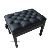 CPS Imports Adjustable Pillow Top Genuine Leather Artist Piano Bench Stool in Ebony Satin