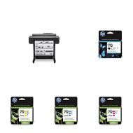 HP DesignJet T650 Large Format Wireless Plotter Printer - 24 (5HB08A), with Multipack and High-Capacity Genuine Ink Cartridges (10 Inks) - Bundle