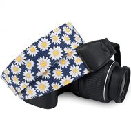 Wolven Pattern Canvas Camera Neck Shoulder Strap Belt Compatible with All DSLR/SLR/Men/Women etc, Small Yellow Flower Floral