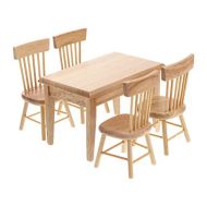 BESPORTBLE Dollhouse Miniature Dining Table Chair Wooden Dollhouse Furniture Set Doll House asseccories, Set of 5 , 1/12
