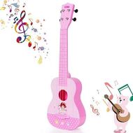 [아마존베스트]HANMUN Unicorn Musical Ukulele Guitar Toys - 23 Inch Pink Guitar with 4 Strings Musical Instruments Learning Educational Toys for Kids Children Adult Children (Pink) …