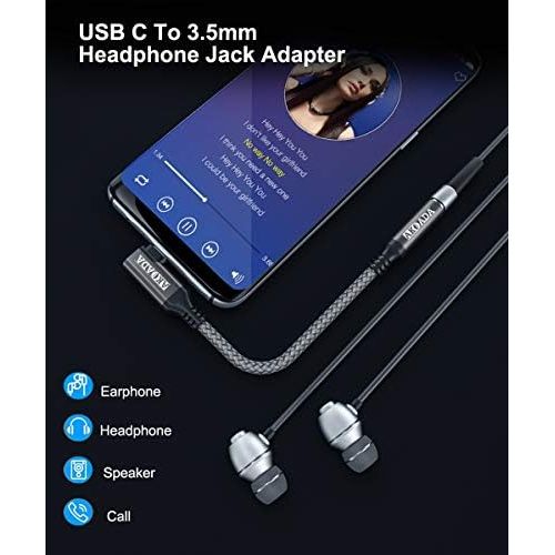  [아마존베스트]USB C to 3.5 mm Headphone Jack Adapter, AkoaDa Angle USB C to 3.5 mm Aux to Audio Converter Nylon Braided Compatible with Note S10 S9 Plus iPad Pro 2020 2018 Huawei and Other Devic