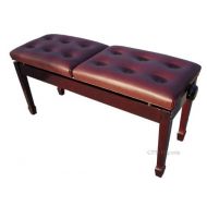 CPS Imports Adjustable Deluxe Duet Two Seated Double Artist Piano Bench Stool in Mahogany