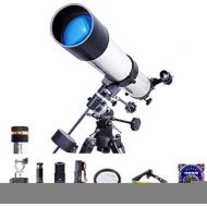 90mm Beginners Astronomical Telescope Children Space Astronomic Refractor Adults Travel Spotting Scope with Lightweight Steel Tripod White,A (C)