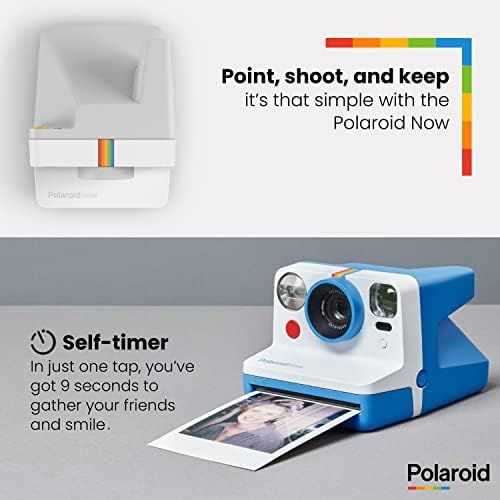 폴라로이드 Polaroid Now i-Type Instant Camera - Black & White + Polaroid Color i-Type Film (16 Sheets) + Black Album + Neck Strap - Gift Bundle
