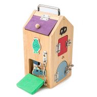 Tender Leaf Toys Wooden Monster Lock Box - 8 Different Doors with Various Lock Mechanisms Helps Develop Probelm Solving Skills - 3 +, Multicolor, 6.5 x 6.7 x 11.7
