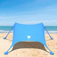 Night Cat Beach Tent Shelter Sun Shade Pop Up Canopy for Family Camping Outdoors Portable Lightweight with Sand Shovel UV Protection 10x9ft 2 Poles