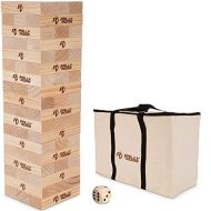 Rally and Roar Giant Towering Timbers Stacking Game Set - 2 to 5ft Tall, Wood Blocks and Carry Bag