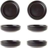 [아마존베스트]BigNoseDeer Matte Ceramic Soy Dipping dish,Multipurpose Porcelain Sauce Dish Mini Side Seasoning bowl Sushi Soy Dipping Bowls Simple Style Set of 6 Black