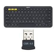 Logitech K380 Multi-Device Bluetooth Keyboard (Dark Gray) Bundle with Knox Gear USB Bluetooth 4.0 Dongle Adapter (2 Items)