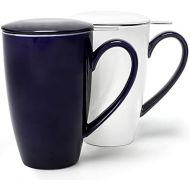 [아마존베스트]AmHomelStore amHomel 2-pack Tea Cup With Infuser and Lid, 15 Oz Tea Strainer Mug for Loose Tea, DarkBlue