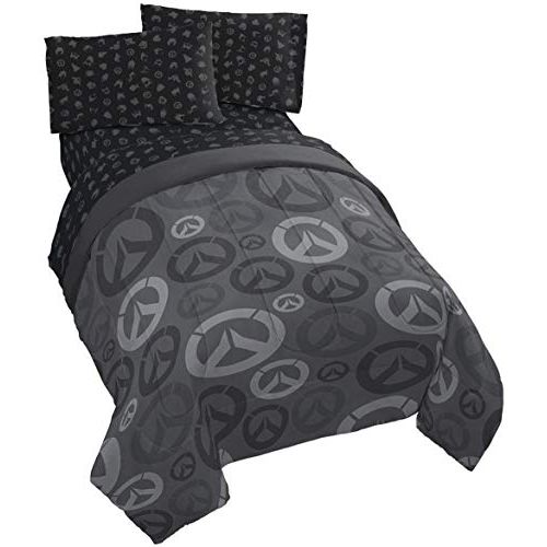  [아마존베스트]Jay Franco Overwatch Heroes 4 Piece Twin Bed Set - Includes Comforter & Sheet Set - Super Soft Fade Resistant Polyester - (Official Overwatch Product)