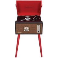 Studebaker Floor Stand Turntable, Bluetooth Receiver, CD Player, FM Radio, Wood Cabinet, 3W RMS Speakers x 2 (Red)