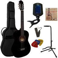 [아마존베스트]MSA 4/4guitar, classical guitar inset,classic, black, top lime, case, strap, strings, 3x pick, tuner, guitar stand, starter set.