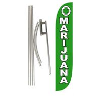 LookOurWay Marijuana Feather Flag Complete Set with Poles & Ground Spike