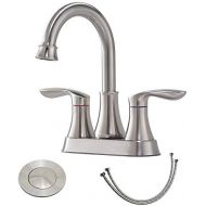 Friho Lead-Free Modern Commercial Two Handle Brushed Nickel Bathroom Faucet,Bathroom Vanity Sink Faucets with Drain Stopper and Water Hoses