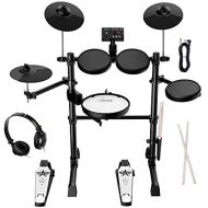 [아마존베스트]Electric drum set for beginners with 8 inch Mesh Snare Drum Rim Shot function USB MIDI with 2 Pairs of Drum Sticks and Headphone set Asmuse AD-20
