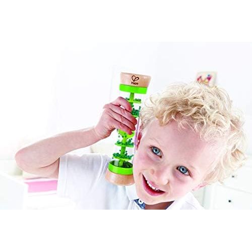  [아마존베스트]Hape Preschool Toddler Kids Age 3 and Up 5 Piece Wood Plastic Toy Instrument Band Set with Ukuleke, Tambourine, Castanet, Rainstick, and Maraca, Blue (E0339AE08)