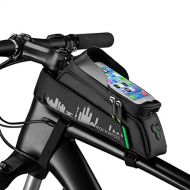 ROCK BROS Bike Phone Bag Mount,Top Tube Bike Bag Fingerprint ID Compatible with iPhone X XS Max 7 8 Plus Galaxy S9 Note7, Bicycle Frame Bag (with Rain Cover)
