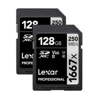 Lexar Professional 1667x 128GB (2-Pack) SDXC UHS-II Cards, Up To 250MB/s Read, for Professional Photographer, Videographer, Enthusiast (LSD128CBNA16672)