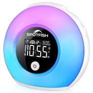 [아마존베스트]SPOTFISH Alarm Clock for Kids, Wake Up Light Wireless Bluetooth Speaker, Dimmable Warm Light& Colorful Lights, Sleep Night Light Table Lamp Alarm Clock for Girl, Bedroom