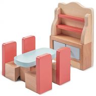Brybelly Dazzling Dining Room Furniture Set Wooden Wonders Premium Dollhouse Furniture with 6 Pieces Includes Four Chairs, Dining Room Table, a Cabinet Plates Storage Playtime and Imaginati