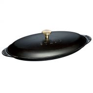 STAUB 1332125 Cast Iron Covered Fish Pan, 14.5-inch, Black Matte
