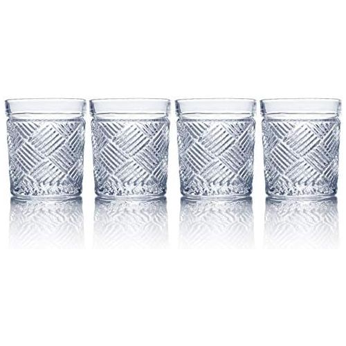  [아마존베스트]Mikasa Ballard Braid Double Old Fashioned Glass, 9.3-Ounce, Set of 4