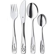 WMF animals childrens cutlery, 4-piece, from 3 years, Cromargan polished stainless steel, dishwasher-safe in a high-quality gift box with general illustration
