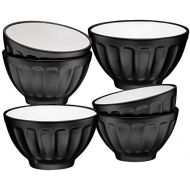 [아마존베스트]Bruntmor Ceramic Groove Bowls - Cereal, Soup, Ice Cream Bowls, Oven & Dishwasher Safe 14oz. Set of 6, Matte Black