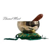 TM THAMELMART FOR BEAUTIFUL MINDS Tibetan Singing bowl handmade brass (4inch 7 metal) including free wooden mallet (strike) Silk Cushion명상종 싱잉볼
