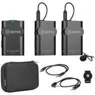 2.4GHz Wireless Lavalier Microphone System, BOYA Wireless Lapel Mic with Hard Case Compatible with DSLR Cameras, Camcorders, iPhone, Android Smartphones, and Tablets for YouTube Fa