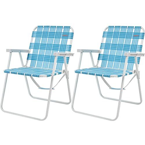  #WEJOY Folding Webbed Lawn Beach Chair,High Back Seat Backpack Portable Chairs for Adult with Hard Arm,Carry Strap for Outdoor Camping Garden Concert Festival Sand Picnic BBQ,265 L