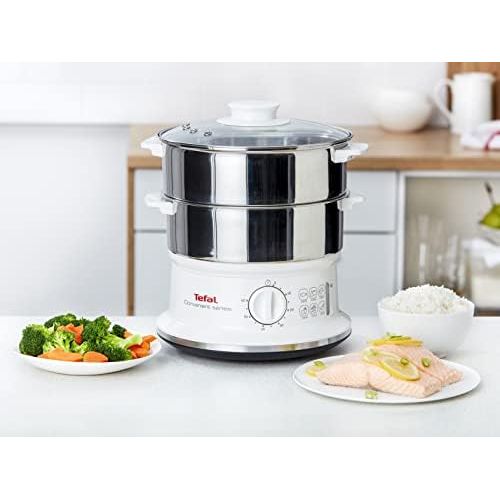 테팔 Tefal VC1451 Convenient Series Dampfgarer (Volumen: 6l, Timer, 2 Behalter, Wasserstandsanzeige) weiss/edelstahl