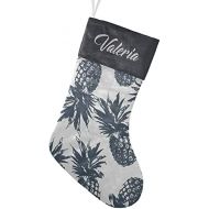 CUXWEOT Personalized Vintage Pineapple Tropical Fruit Leaves Christmas Stocking Customize Name Decor for Xmas Tree Fireplace Hanging Party 17.52 x 7.87 Inch