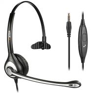 Wantek 3.5mm Cell Phone Headset with Microphone Noise Cancelling, Business Computer Headphones for iPhone?Samsung Laptop PC Tablet, Clear Chat for Skype Softphone Call?Center Offic