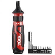 SKIL Rechargeable 4V Cordless Screwdriver with Circuit Sensor Technology, Includes 9pcs Bit, 1pc Bit Holder, USB Charging Cable - SD561201 , Red