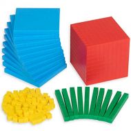 [아마존베스트]Edx Education Four Color Plastic Base Ten Set - Set of 121 - in Home Learning Manipulative for Early Math - Teach Kids Number Concepts, Place Value and Volume