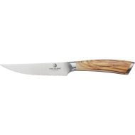 CHEF CUISINE Steak Knife Set with Olive Wood Handle - 2 Steak Knives, Hand Forged, 12 cm Blade, 54-56 HRC Blade Hardness, Rustproof, Ergonomic, Sharp Blade Ground and Polished by Hand
