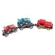 Hape Race Car Transporter | Six-Piece Wooden Toy Train Car Transport Set for Kids
