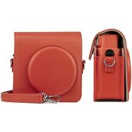 Ngaantyun Protective Case for Instax Square SQ1 Instant Camera, Leather Bag Cover with Adjustable Shoulder Strap - Terracotta Orange