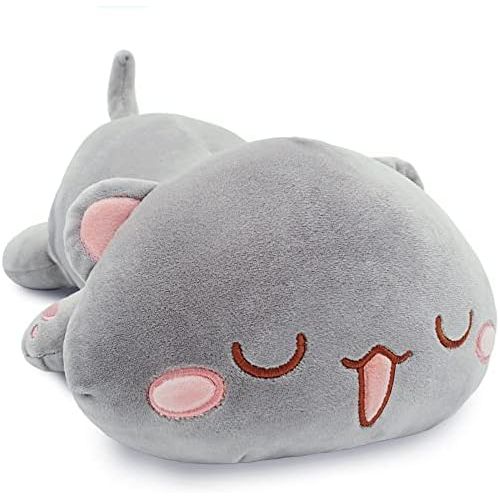  [아마존베스트]Onsoyours Cute Kitten Plush Toy Stuffed Animal Pet Kitty Soft Anime Cat Plush Pillow for Kids (Gray B, 12)