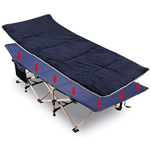  REDCAMP Folding Camping Cots for Adults Heavy Duty, 28 Wide Sturdy Portable Sleeping Cot for Camp Office Use, Blue Gray Cot + Pad