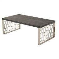 Armen Living LCSKCOBLMT Skyline Coffee Table with Charcoal and Chrome Finish