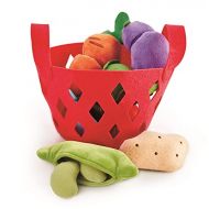 Hape Toddler Vegetable Basket |Soft Vegetable Shopping Basket, Toy Grocery Food Playset Includes Cabbage, Bean Pod, Carrot, and More