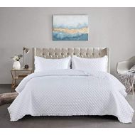 [아마존베스트]Figuran Quilt Set White 2-Piece with Pillow Shams ,Ruffle Design Decorative Quilt，Microfiber Lightweight Soft Bedding Coverlet Quilt for All Season（1Quilt&1Pillowcase）(Twin)