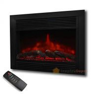 XtremepowerUS 28.5 Embedded Fireplace Electric Insert Heater Glass View Log Flame Stove Adjustable 1500W Remote, Black