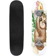 BNUENMEE Classic Concave Skateboard for Boys Girls Beginners, Christmas Cats Seamless Pattern Standard Skateboards 31x 8 Extreme Sports Outdoor Skateboards