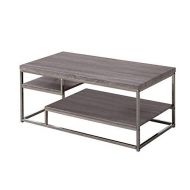 Coaster Home Furnishings 2-Shelf Coffee Table Weathered Grey and Black Nickel